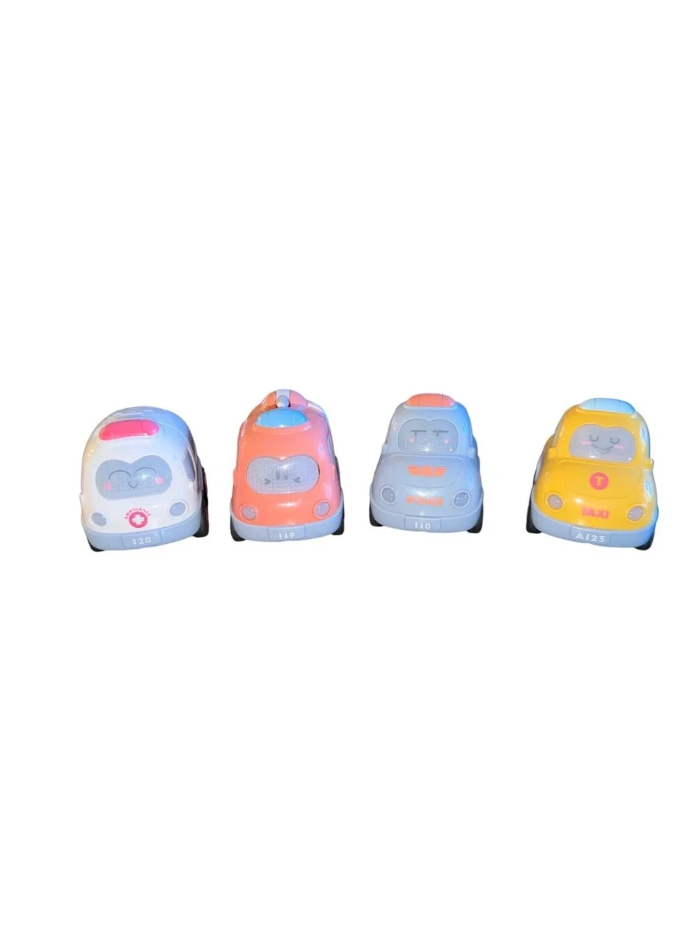 4pc Toy Emergency Service Vehicle Set Ambulance Fire Engine Police Taxi Kids